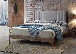 4ft6 Double Chess Light Grey Soft Velvet Fabric Upholstered & Wood Bed Frame 1